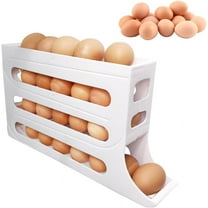 4 Tiers Egg Holder for Fridge, 2024 New Automatic Scrolling Egg Rack Holder 4 Tier Tilted Egg Storage Rack, Large Capacity Eggs Organizer Storage 30 Egg for Fridge, Kitchen (Transparent)