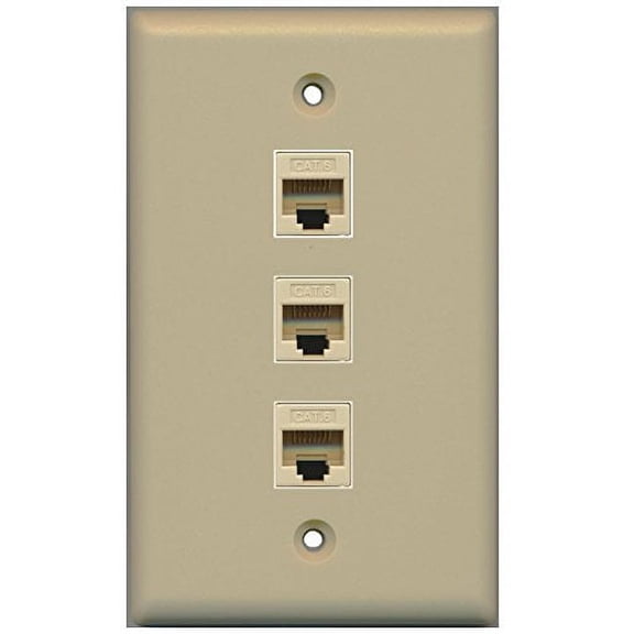 RiteAV (1 Gang Flat 3 Cat6 Ivory Wall Plate Ivory