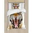 thumbnail image 1 of Tiger Duvet Cover Set Twin Size, Young Panthera Tigris Altaica Growling in Angry Manner Portrait of a Young Large Cat, Decorative 2 Piece Bedding Set with 1 Pillow Sham, Multicolor, by Ambesonne, 1 of 3
