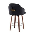 thumbnail image 6 of LumiSource Walnut Wood, Black Velvet, Chrome, Gold Metal Dahlia Counter Stool - Set of 2, 6 of 8