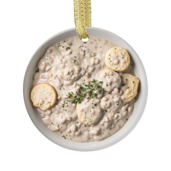 Biscuits and Gravy Dip Food Lovers Foodie Novelty Holiday Christmas Ornament Xmas Tree Gift (Flat Design Printed on Ceramic, NOT 3D)