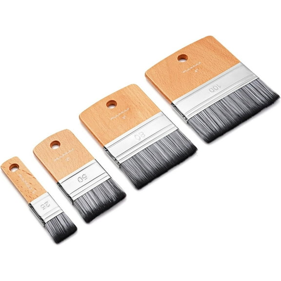 4pcs Flat Paddle Paint Brush Set, Fuumuui Scale Brushes, Large Paint Brush, Wide Flat Paint Brushes with Short Handle for Oil and Acrylic Paints(1'', 2'', 3'', 4'')