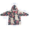 thumbnail image 7 of Shih Tzu Dog and Flower Floral Blanket Hoodies for Kids 6-13YR Oversize Wearable Blanket Hoodies for Boys Girls Teens, 7 of 7