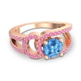 thumbnail image 3 of Diamond-Capitals 2.50 Carat Elegant Round Cut Blue Topaz & Pink Sapphire Gemstone Bridal Ring for Ladies Solid 18K Rose Gold Size 10, 3 of 8
