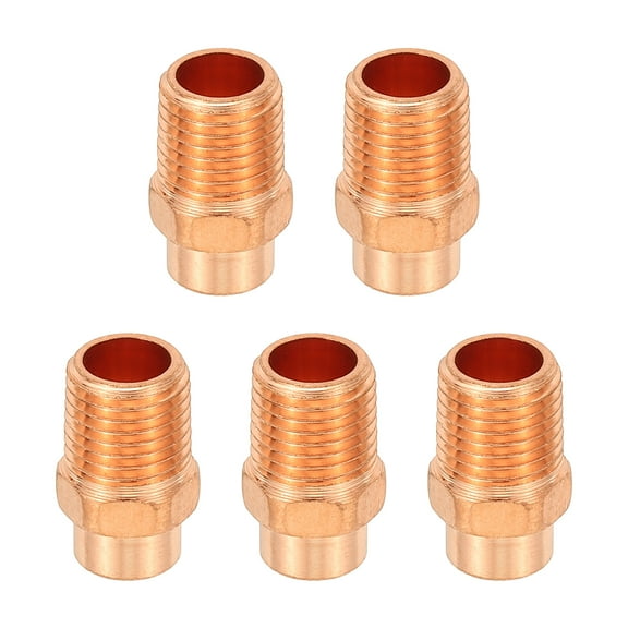 Uxcell 5 Pcs 1/4" Male Adapter Fitting with C x M Connections, Copper Pipe Fittings
