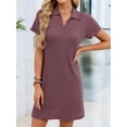 thumbnail image 4 of Women T Shirt Summer Dress Casual Business Mini Loose V-Neck Short Sleeve Dresses Brick Red L, 4 of 10