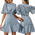 thumbnail image 1 of Txlixc Vestido de Manga Corta para Mujer, Patrón de Punto Hueco de Patchwork de Encaje Txlixc Moda, 1 of 7