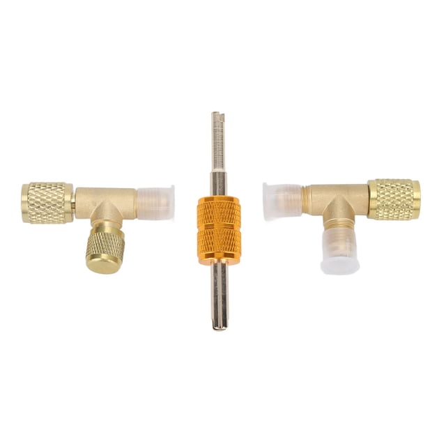 T De Acceso De Acoplador Rápido, Adaptador En T De Latón con Núcleo De Válvulas De 1/4 Pulgadas, Accesorios En T De Acceso De Acoplador Rápido para Manómetro De Vacío R22 R12