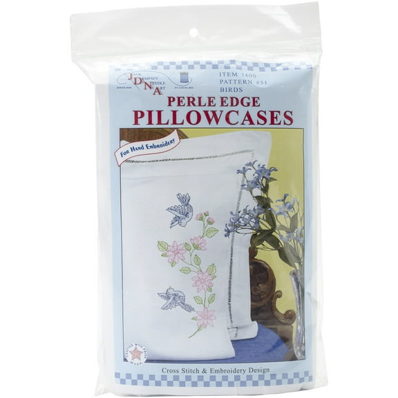 Jack Dempsey Stamped Pillowcases W/White Perle Edge 2/Pkg-Birds