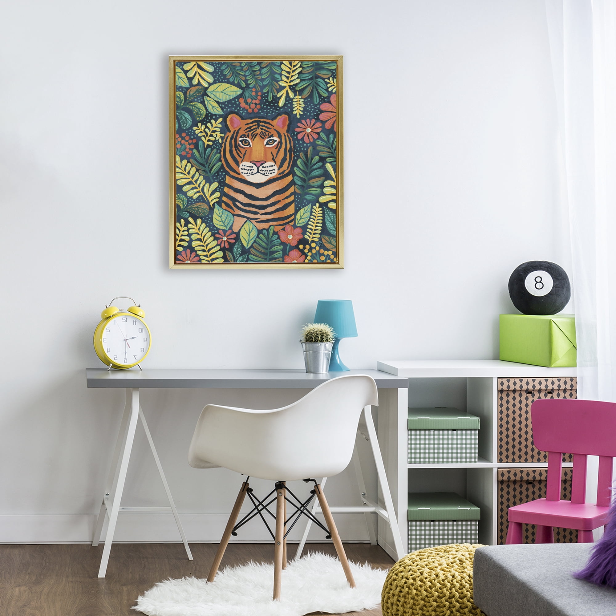 Stupell Industries Exotic Leaf Pattern Tiger Gold Framed Floater Canvas Wall Art, design by Lisa R Dumm