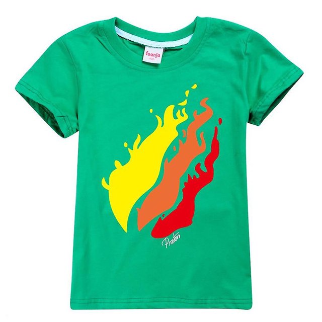 T-Shirt Imprimé Flamme pour Garçons et Filles Manches Courtes Col Rond T-Shirt Décontracté d'Été