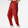 thumbnail image 6 of YUGYXL Plus Size Drawstring Trouser for Men 2025 Stretch Waist Loose Straight Leg Pants Summer Beach Long Pant Wine XXL, 6 of 7