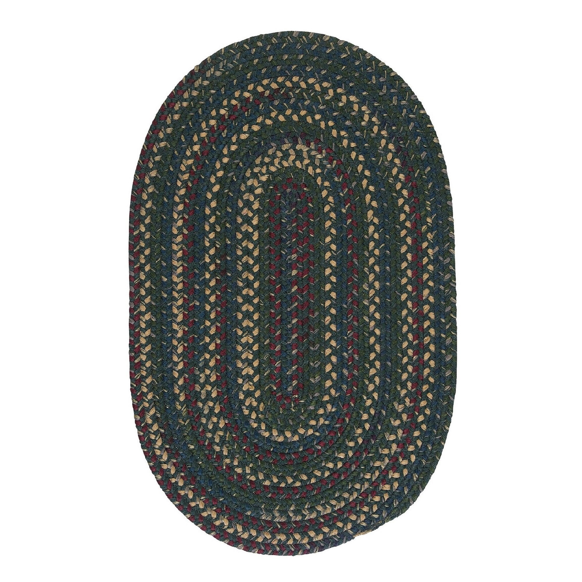 5' x 7' Green and Yellow Braided Oval Area Throw Rug