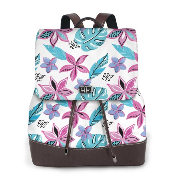 Easygdp Hawaiian Style Mochila de Cuero para Mujeres, Bolso de Hombro, Bolsos de Mano de Moda para Trabajo y Viajes