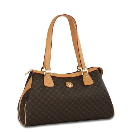 Rioni Signature Print Tote Traveler Handbag Purse Brown Rioni Signature Print Tote Traveler Handbag Purse Brown