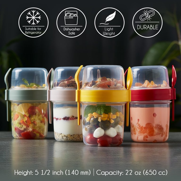  4 PCS Yogurt Parfait Cups with Lids, Reusable Yogurt