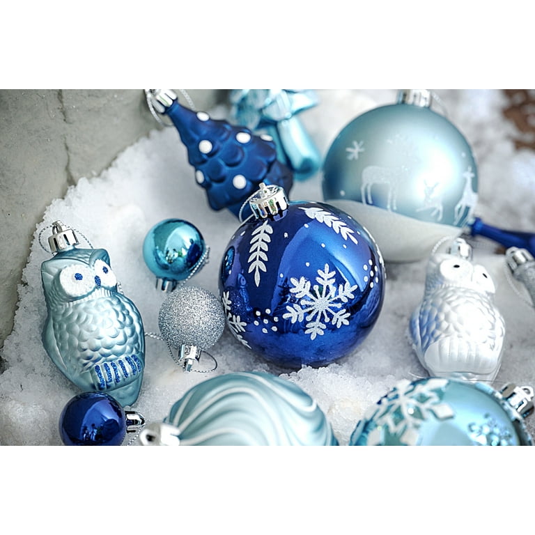 Winter Wonderland 15-Piece Glass Ornament Set (Blue and Gray)