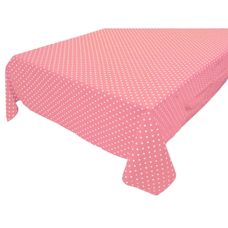 

Cotton Tablecloth Polka Dots Print / Small White Dots on Pink