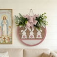 thumbnail image 4 of Easter Bunny Wooden Door Hanger with Bow, Rustic Spring Wreath Sign for Indoor & Outdoor Home Decor, 4 of 6