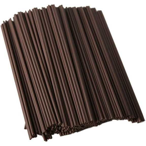 Happon 50 Pcs Disposable Plastic Coffee Straws Drinking Straw Two Holes Hot Drinks Stirring Rods Brown