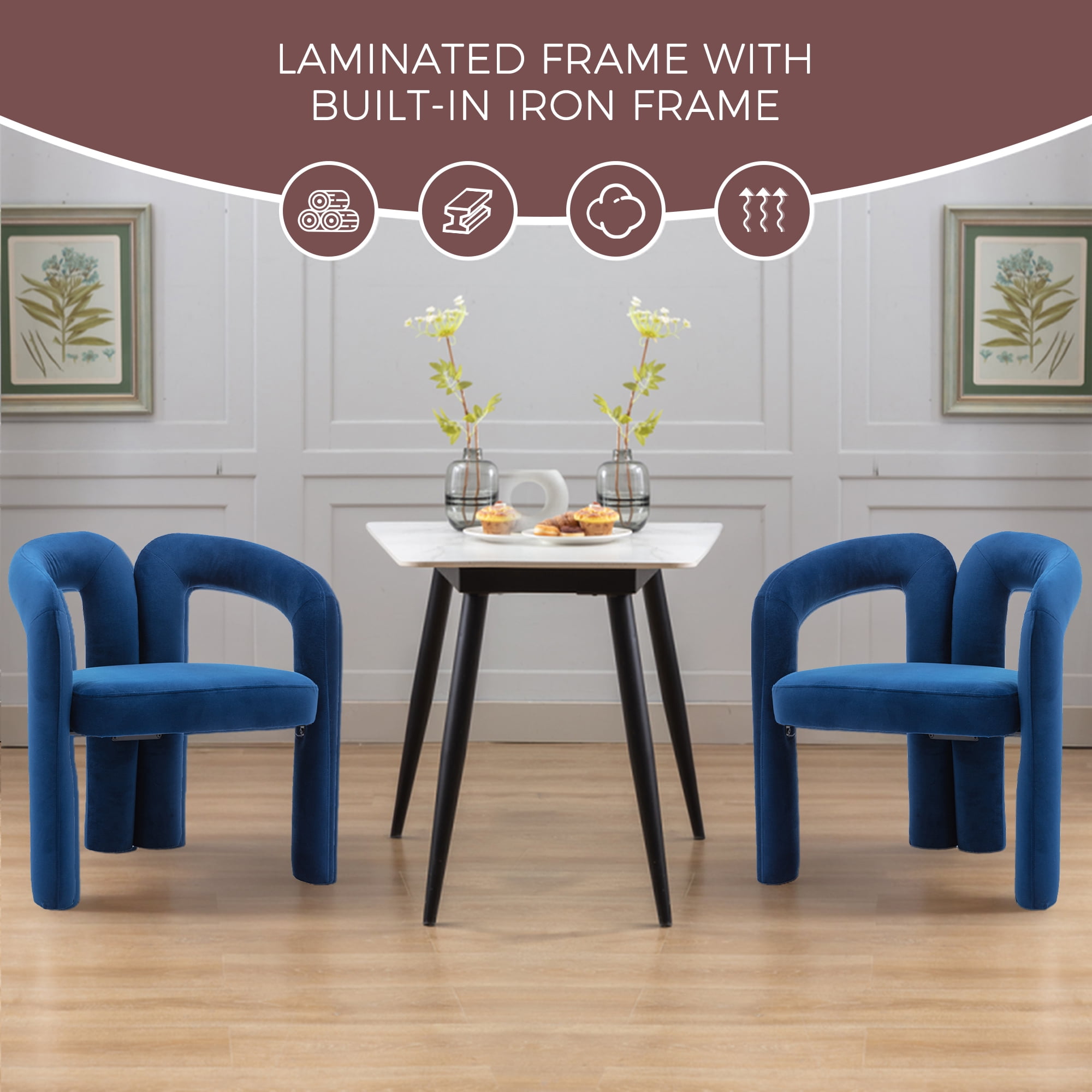 Sailvan Contemporary Velvet Barrel Accent Dining Chairs, Set of 2, Upholstered Side Chairs, Beige