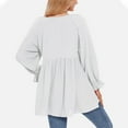 thumbnail image 6 of Annhoo Womens Tops Casual Long Sleeve Round Neck Cute Peplum Tops Fall Loose Pleated Ruffle Hem Dressy Shirts, 6 of 8