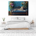 thumbnail image 3 of Mudket Framed Leopard on Blue Velvet Sofa Canvas Wall Art, Leopard Print Living Room Wall Decor, Trendy Animal Wall Art Ready to Hang - 12"L x 8"W, 3 of 10