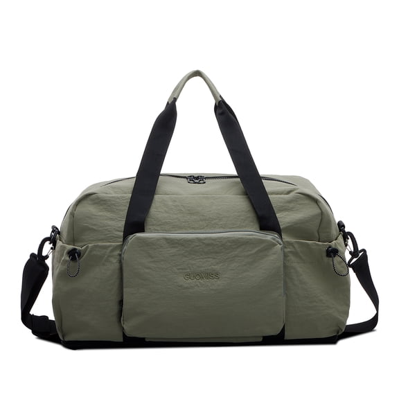 URSOFINE Nylon Duffle Bag, Lightweight Foldable Expandable Gym Bag with Wet Pocket & Luggage Sleeve, Large Capacity Carry On Travel Bag for Men Women, Ideal for Fitness Camping Weekend Getaways Green