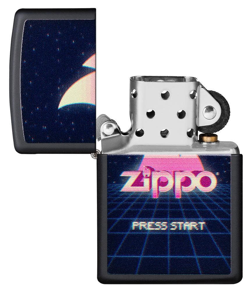Zippo Gaming Flame Logo Design Black Matte Pocket Lighter