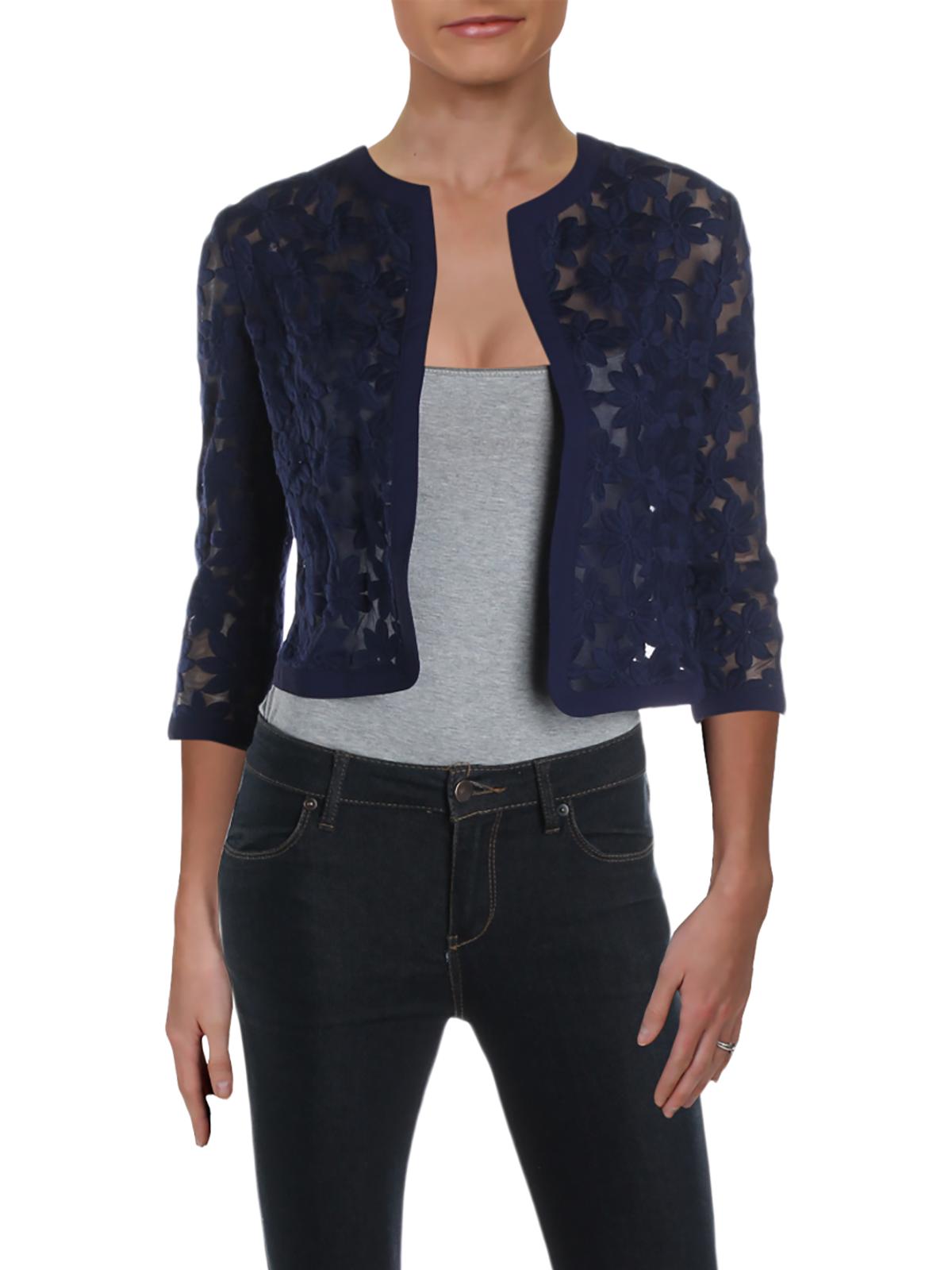 anne klein broderie cropped lace cardigan