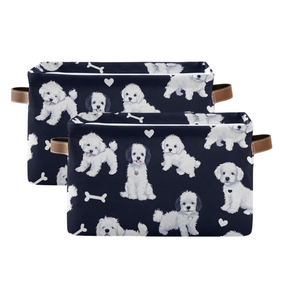 Ryvnso Puppy Bones Storage Basket Large Bin Foldable Boxes Toys Organizer 14.2x10.2x8.3in 2 PCs