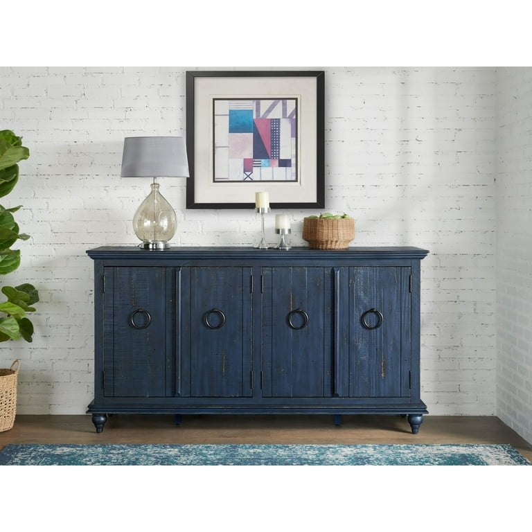Martin Svensson Home Garden District Solid Wood TV Stand Rustic Blue