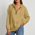 thumbnail image 6 of NTACZA Fall Sweatshirts for Women Half Zip Cozy Hoodies Drawstring Long Sleeve with Pockets Daily Outfits Khaki XXL, 6 of 9