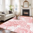 thumbnail image 3 of Pink Coral Area Rug 6x9 FT, Non Slip Living Room Throw Carpet, Coastal Nautical Ocean Starfish Conch Washable Soft Large Floor Carpet Non-Shedding Rug for Bedroom Dining Room Play Room, 3 of 9