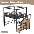 thumbnail image 2 of Harper & Bright Designs Full Size Loft Bed with Storage Stairs and Wardrobe, Metal Loft Bed Frame with Canopy Frame and LED Light, Heavy Duty Loft Bed with Ample Underbed Space, Black, 2 of 13