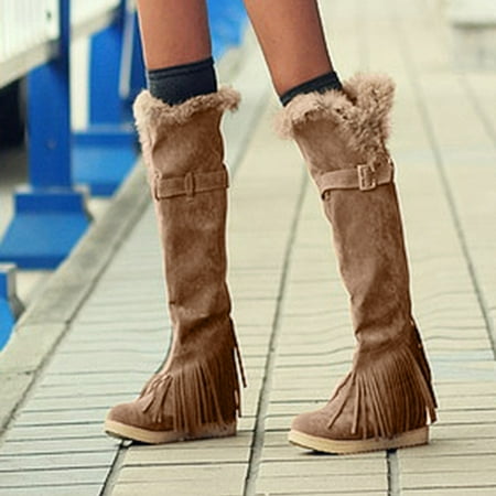 

Winter Breathable Tassel Flats Retro Thermal Colors Thigh Fashion Shoes Boots Women s Women s Boots