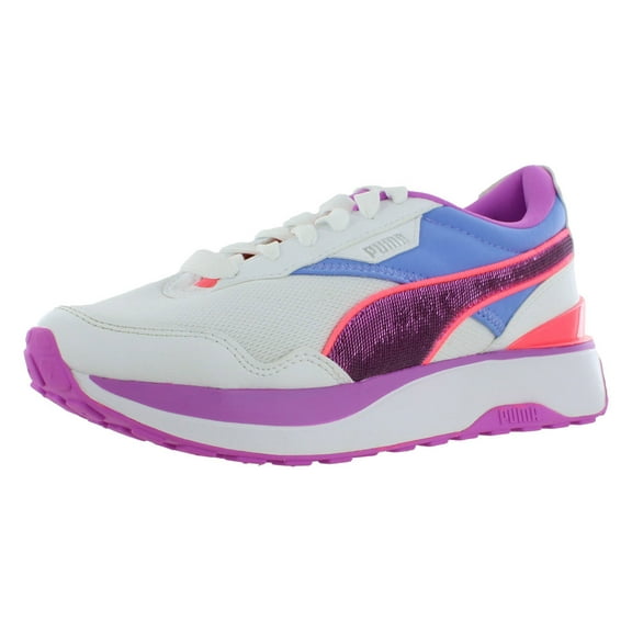 Puma Cruise Rider Glitzy GS Boys Shoes Size 5, Color: Puma White/Purple/Orchid