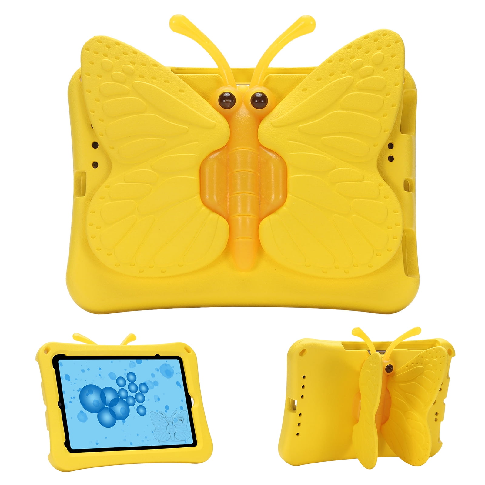 Dteck Case for iPad Mini 7 A17 Pro Mini 6 8.3 Inch & for iPad Mini 5th/4th/3rd/2nd/1st Generation 7.9", Cute Butterfly Shockproof EVA Foam Stand Lightweight Cover Tablet for Girls, Yellow
