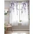 thumbnail image 2 of Purple Eucalyptus Leaves Curtains 72 Inch Length,Sheer Curtains for Bedroom Living Room Window Watercolor Summer Botanical Rod Pocket Voile Drapes Kitchen Curtains Small Half Window 52"x72" 2 Panels, 2 of 7