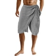 thumbnail image 1 of Ceisia Men's Linen Wrap Beach Shorts Elastic Waist Raw Edge Casual Shorts Gifts, 1 of 4
