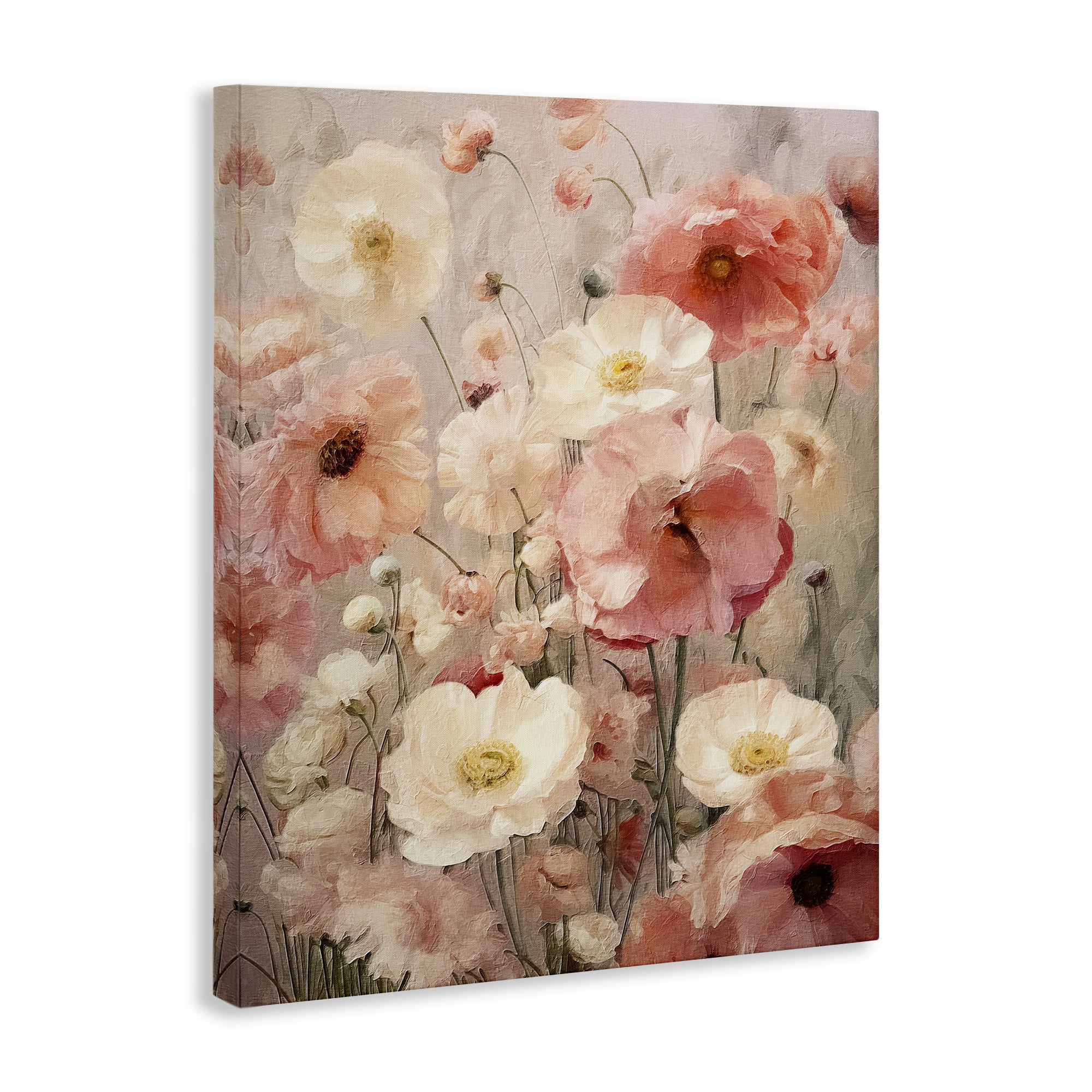 Stupell Industries Blush Floral Pattern Botanical & Floral Painting Gallery Wrapped Canvas Art Print Wall Art, 36 x 48