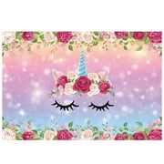 Teblacker 120*80cm Rainbow Unicorn Backdrop Happy Birthday Party Decorations for Girls Birthday Table Banner Supplies