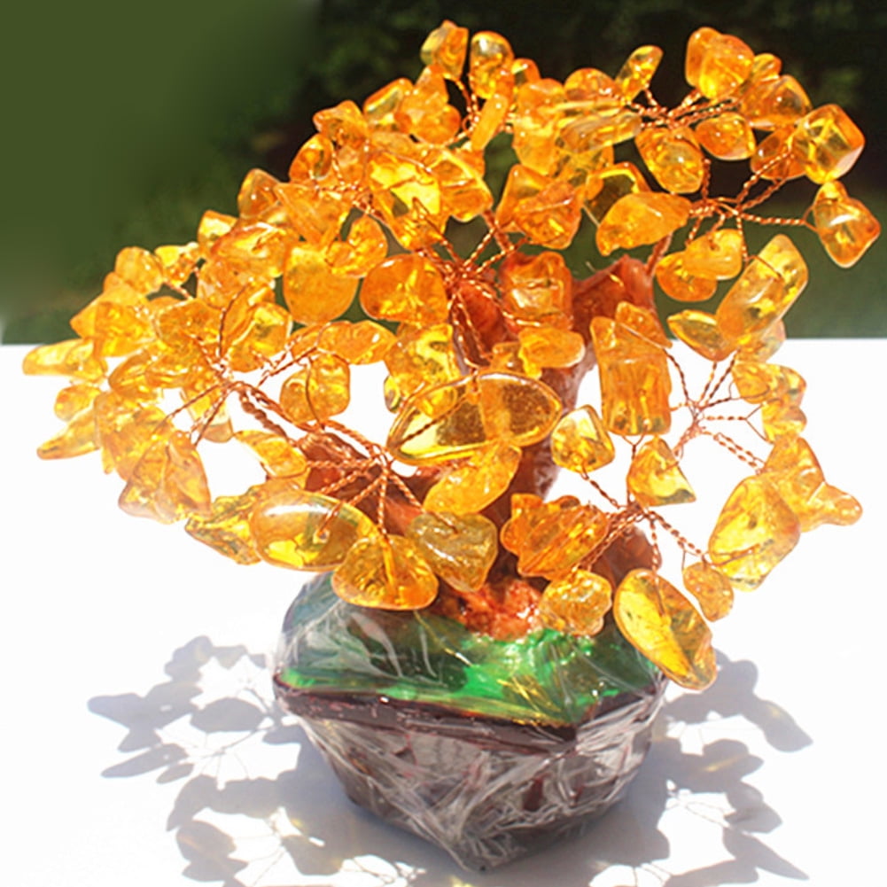 Amber Bonsai Tree of Good Luck Descktop Decorate Tree Home & Living