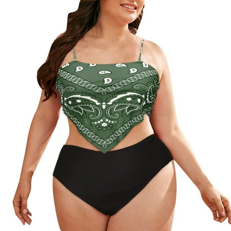Vedolay Swimsuit Women Two Piece Tankini Bathing Suits for Women One Shoulder Swim Top with Shorts Swimsuits Green XL
