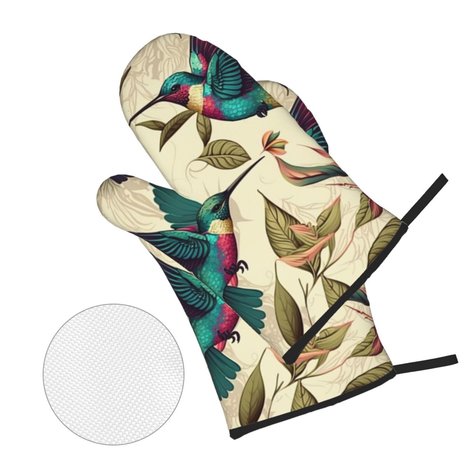 Hummingbird Art Vintage 4Pcs Oven Mitts and Pot Holders Sets Oven Kitchen Gloves Hot Pads for Cooking BBQ Baking Grilling