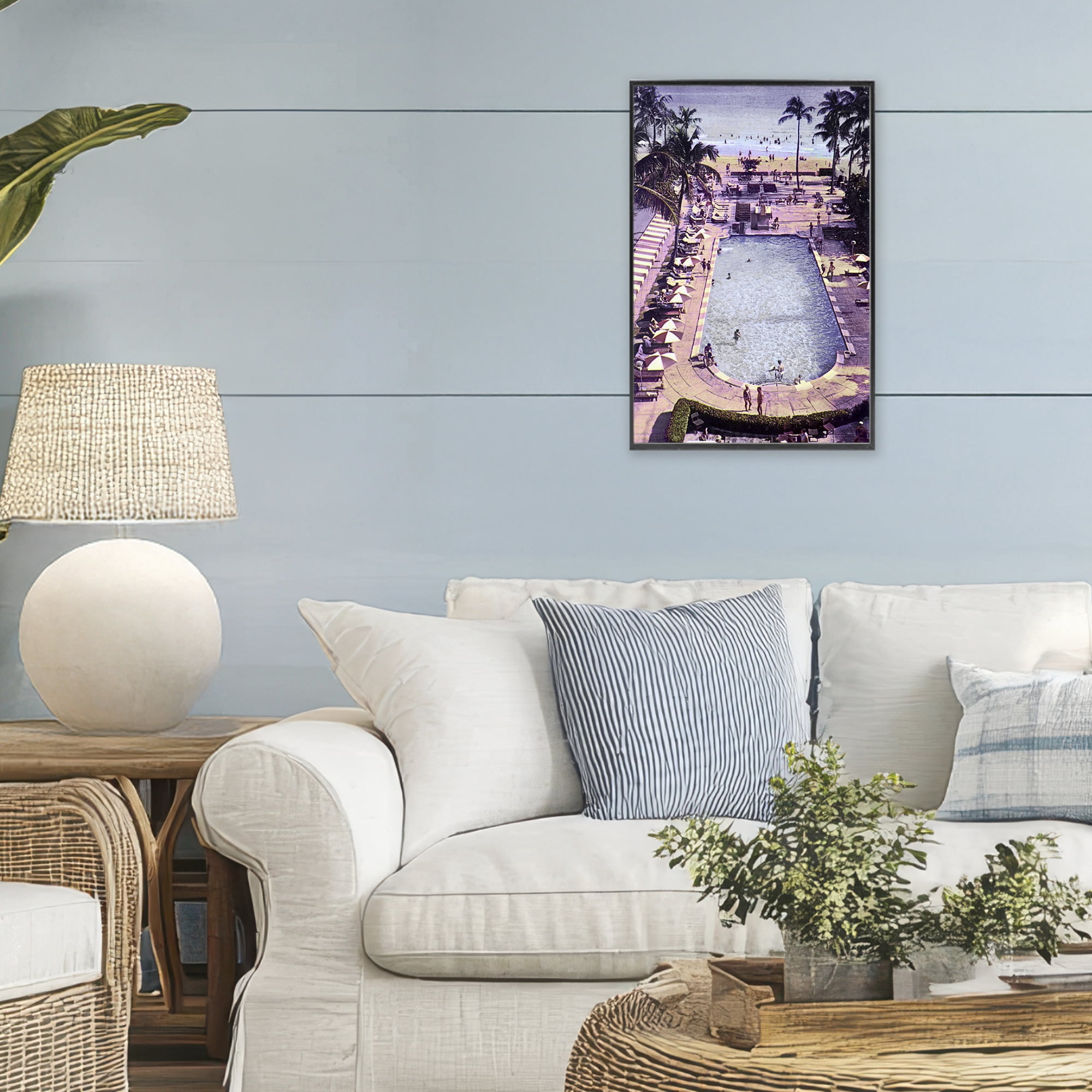 Stupell Industries Vintage Miami Sands Black Framed Giclee Art, design by Grotto Studios