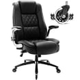 thumbnail image 2 of High Back Office Chair- Flip Arms Adjustable Built-in Lumbar Support, Executive Computer Desk Chair Work Chairs, Thick Padded Strong Metal Base Quiet Wheels, Ergonomic Design for Back Pain, 2 of 4