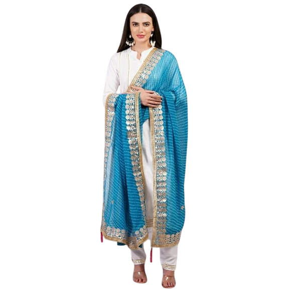 Dweep Sara Canada Ensemble Kurti Blanc et Pantalon, Dupatta, Costume Anarkali Indien Pakistanais S/36