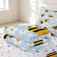 thumbnail image 6 of Erosebridal Watercolor Bee Zipper Full Size Comforter Sets with Fitted Sheet and 2 Pillowcases,Lovely Floral Zipper Bedding Set,White Black,Colorful Stars Reversible,4pcs, 6 of 8