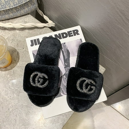 

Women s Slippers Soft Plush Furry Open Toe Soft Plush Lightweight House Slippers Fuzzy Fluffy Slip on House Shoes Indoor Outdoor Slippers for Women